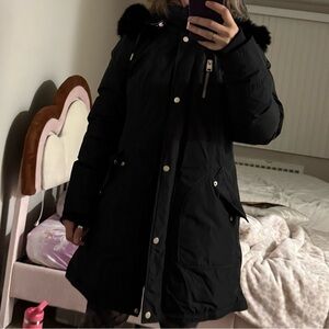 NB Series by Nicole Benisti Black Fur-Trimmed Puffer Coat